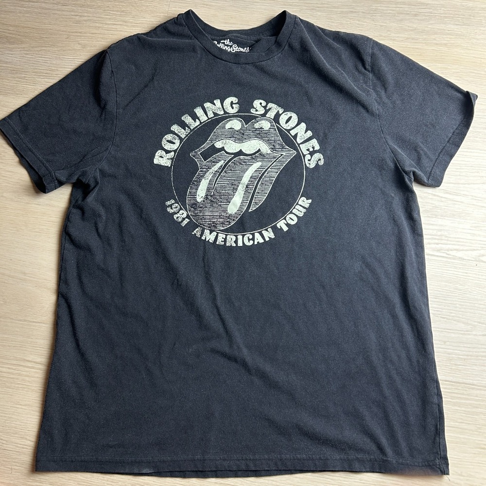 The Rolling Stones Mens Large Graphic T-Shirt Charcoal Grey 1981 American Tour